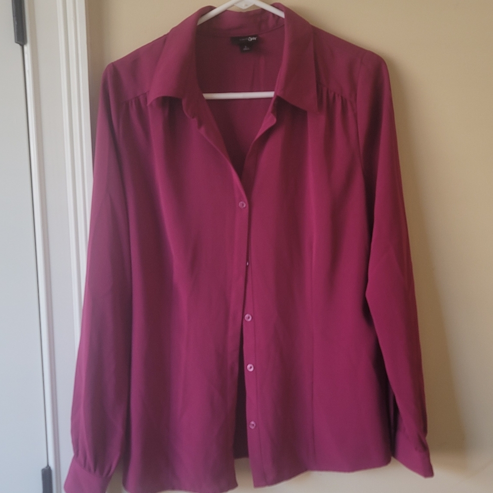 East 5th Burgundy Plum Blouse Shirt Top Size L